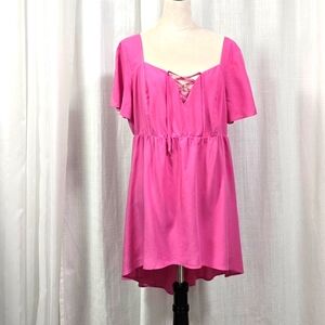 Torrid Babydoll Challis Lace‎ Up Hi Lo Top Tunic Size 0